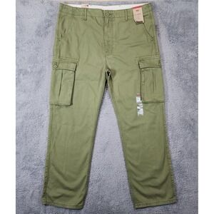Levis Ace Cargos Pants Men 38x32 Olive Green Cotton Relaxed Utility Outdoors NWT